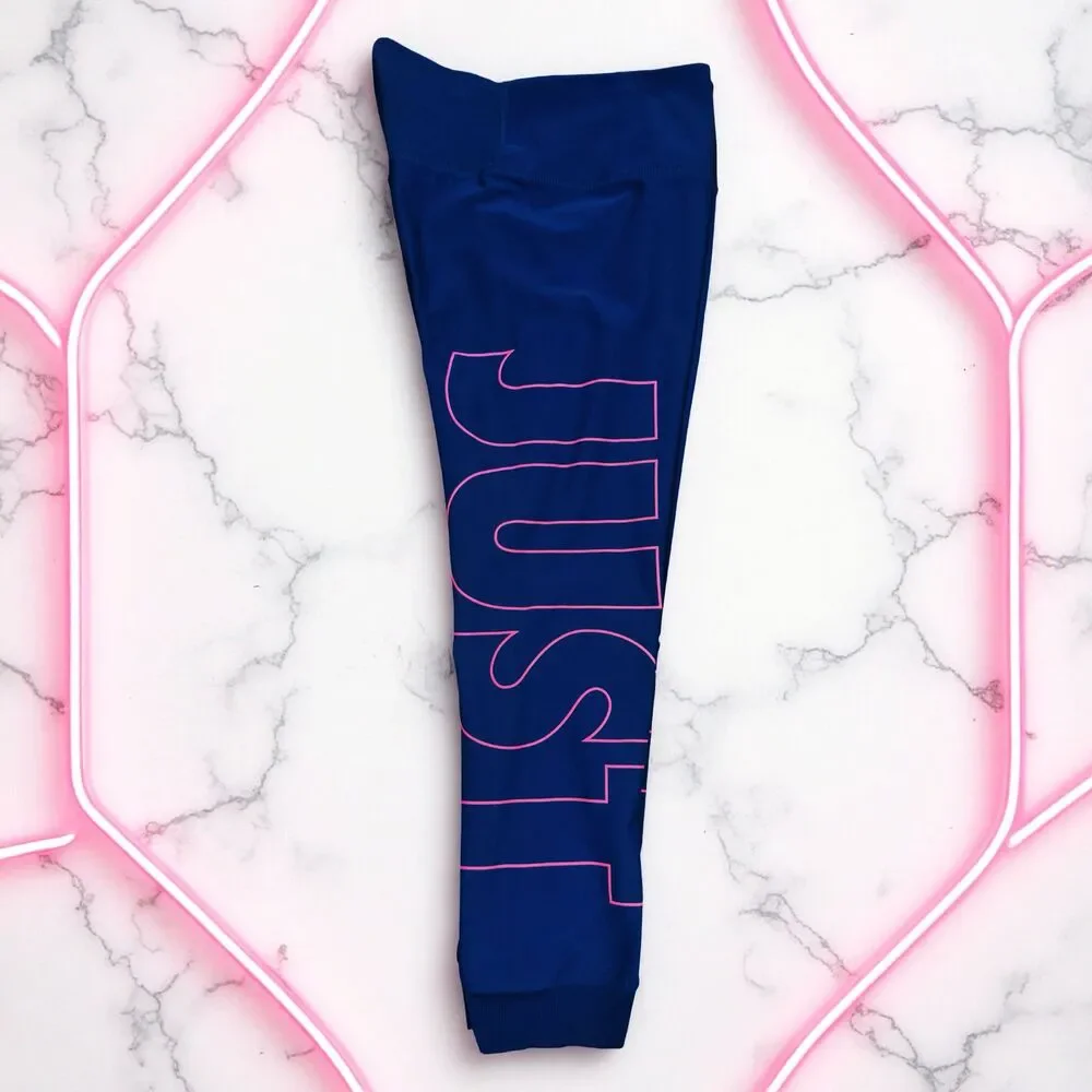 Nike Women's  Navy/Pink Just Do It Crop Leggings L Large AH6756-429
